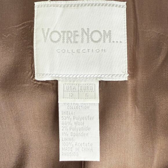 Votre Nom Brown Plaid Embellished Blazer US 12 - Picture 5 of 5